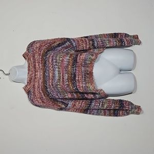 made with love by FCT warm tone multicolor fuzzy crop knit pullover sweater L